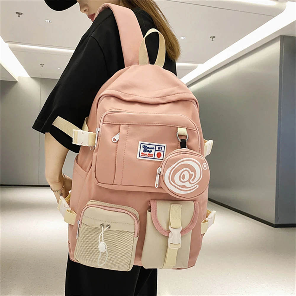 Impermeável Nylon Feminino Mochila Faculdade Mulheres Laptop Bag Unisex Travel Backpack 2023 Nova Mochila de Grande Capacidade para Mulheres Sac