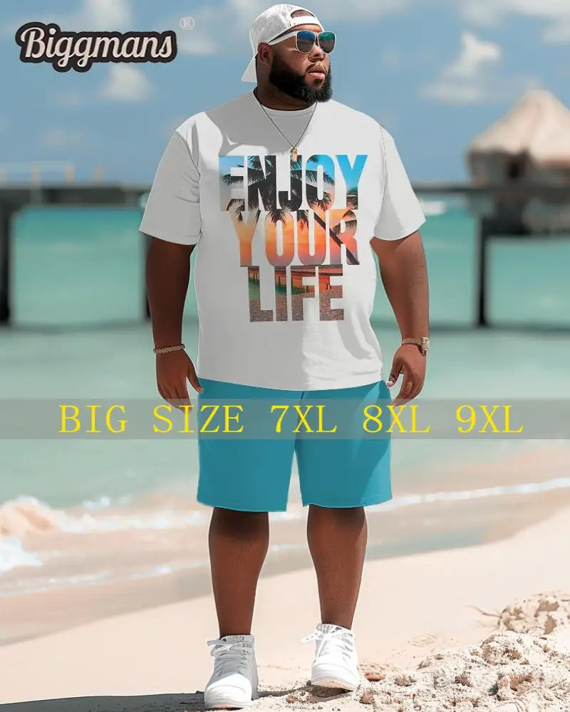 

Biggmans Plus Size L-9XL Шорты с гавайским градиентом и принтом кокосовой пальмы Мужской костюм больших размеров