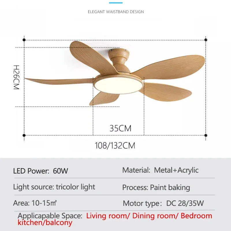 Ceiling Fans With Remote Control Modern LED 60W Low Floor DC Motor 35W Simple Ceiling Fan With Light Home Fan 110-220V