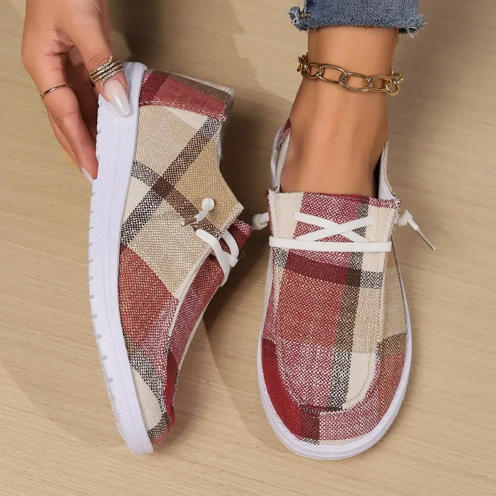 Woman Canvas Flats Light Weight Slip-on Flat Sneakers Ladies Summer Breathable Cloth Loafers Design Espadrilles  Luxury Shoes