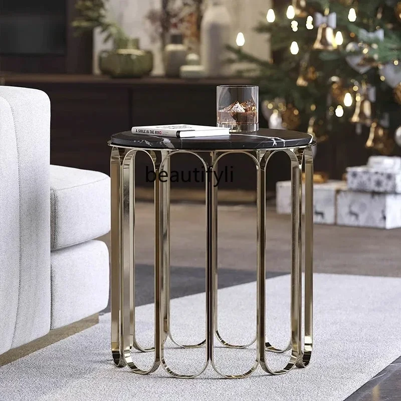 

Light luxury marble metal edge living room living room sofa, balcony, coffee and tea table negotiation table5236