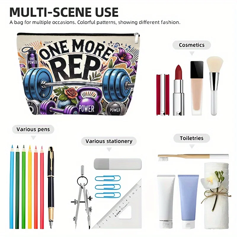 Un sac de maquillage sur le thème d'haltérophilie – jolie pochette multifonctionnelle à fermeture éclair pour femmes, sac de rangement de bijoux