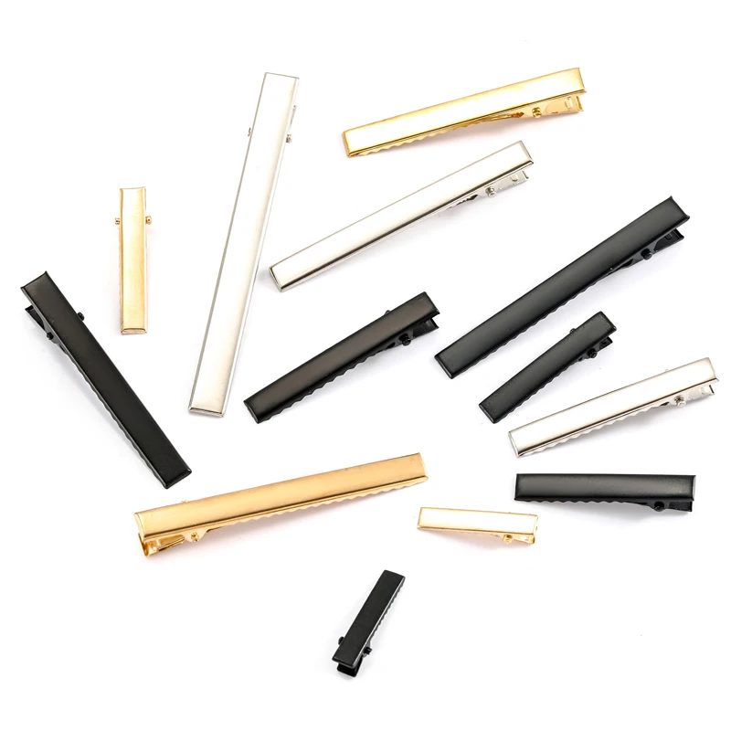 مشابك شعر من التمساح لصنع المجوهرات بنفسك ، ذهب KC ، روديوم ، لون أسود ، قاعدة دبوس شعر فارغة ، مواد إكسسوارات شعر ، V157 ، 10