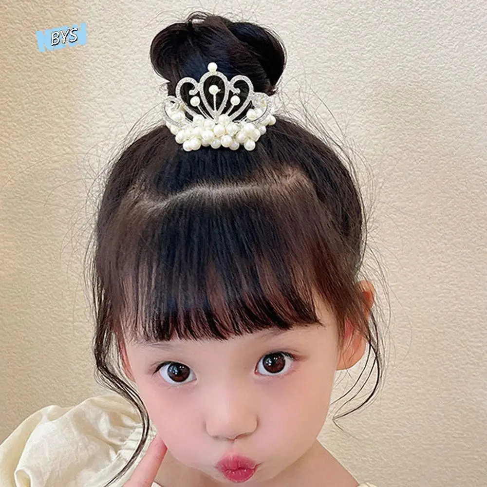 Japanese Lovley Elegant Headwear Princess Sweet Crown Hair Rope Korean Style Hair Rope Pearl Children's Headdress