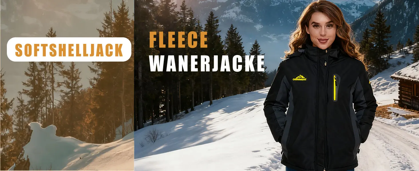 TACVASEN Womens Multi-pocket Ski Jacket with Detachable Hood Windproof Water-Resistant Fleece Lined Coat Wear-resistant Softshel