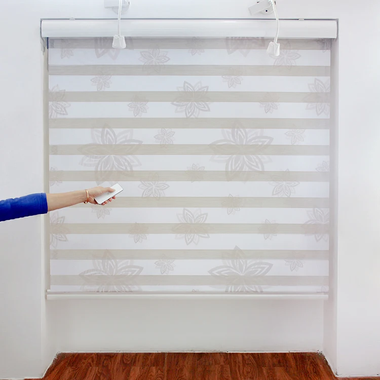 Luxury remote electric zebra roller blind with and without Li battery