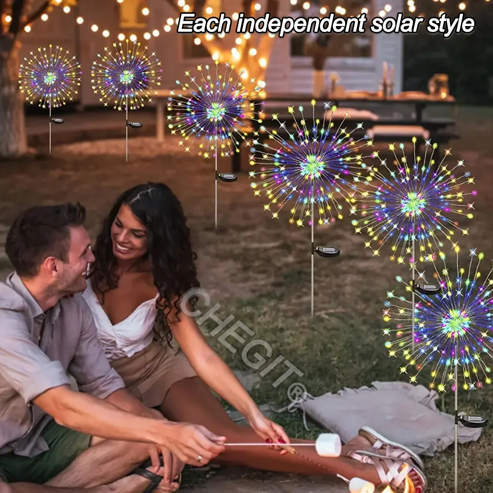 NEW 4in1 Pack Solar Firework Light Outdoor,IP65 Waterproof Solar Garden Flower Lights With 8 Lighting Modes For Outdoor Lighting