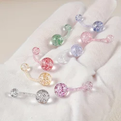 8 Pcs Acrylic Plastic Ball Belly Button Rings Candy Color Curved Ring For Women Navel Piercing Jewelry For Woman