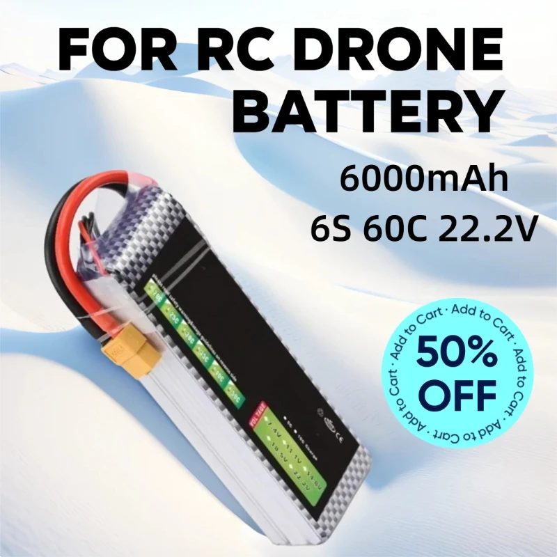 

6000mAh 6S 60C 22.2V for RC Drone Helicopter Aircraft Airplane Car Lipo Battery