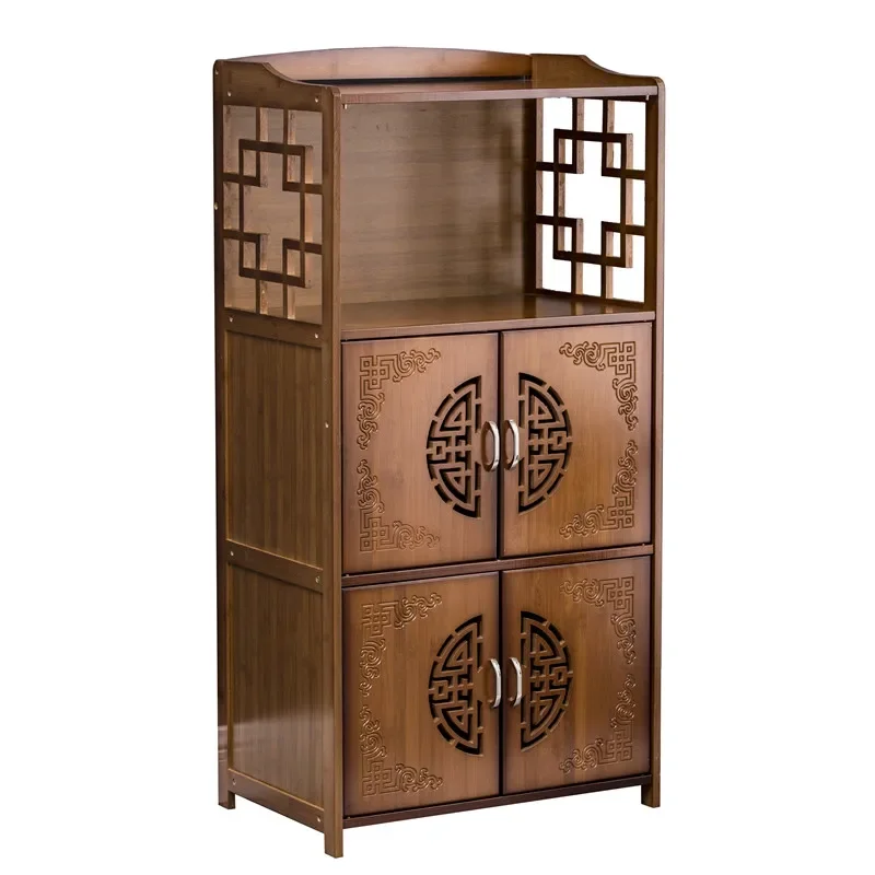 

Bamboo Storage Cabinet Solid Wood Kitchen Storage Rack with Door Storage Cabinet Storage Cabinet Bookshelf