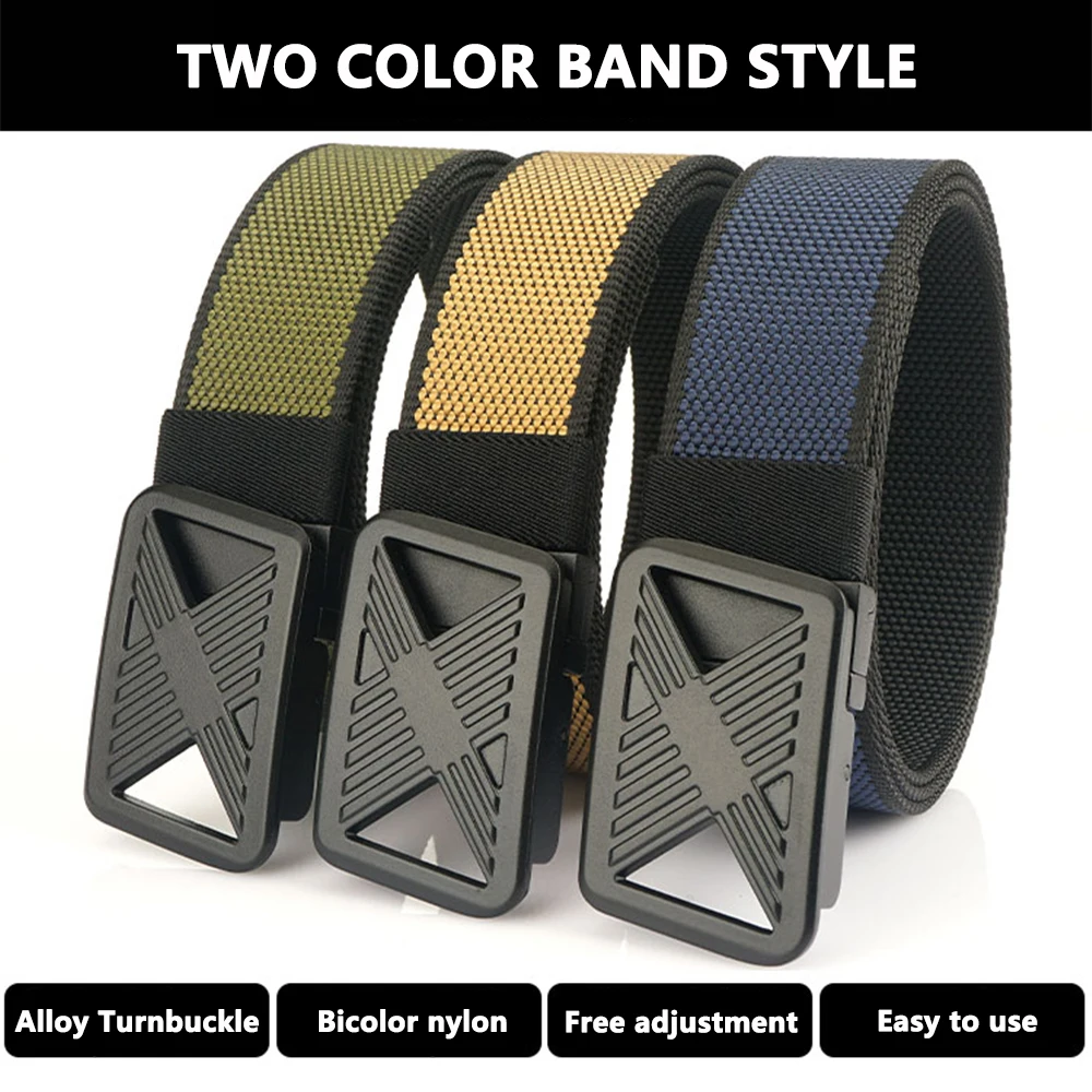 TUSHI riem tactische riem voor heren nylon elastische riem casual riem jeans tailleband verstelbare outdoor reizen metalen gesp tailleband