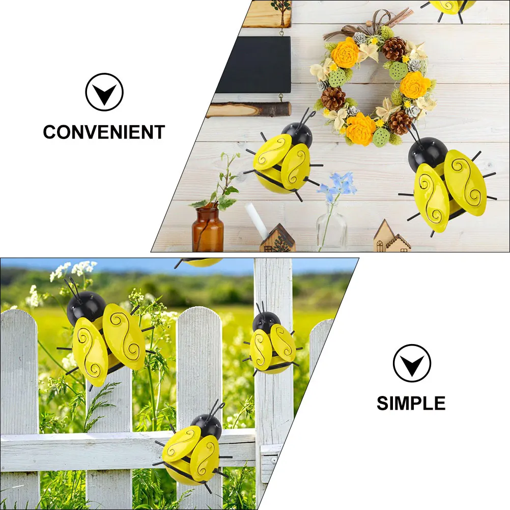 

4 Pcs Bee Wall Decor Metal Hanging Bees Metal Bee Wall Decor Decoration for Fence Patio Bedroom Outdoor Space