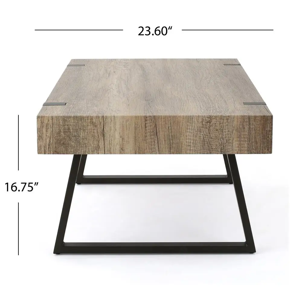 Christopher Knight Home Abitha Mesa de centro de madeira sintética Pernas de metal industrial Modern MDF Canyon Grey 43" L