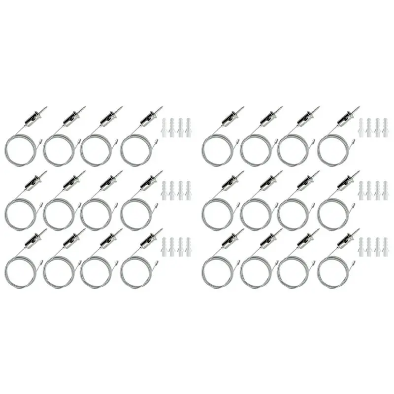 

【VALUE MONEY】24 Sets Hexagon Garage Suspension Cables Kit Steel Hanging Chains, Honeycomb Light Connector Pendant Wire Rope Cabl