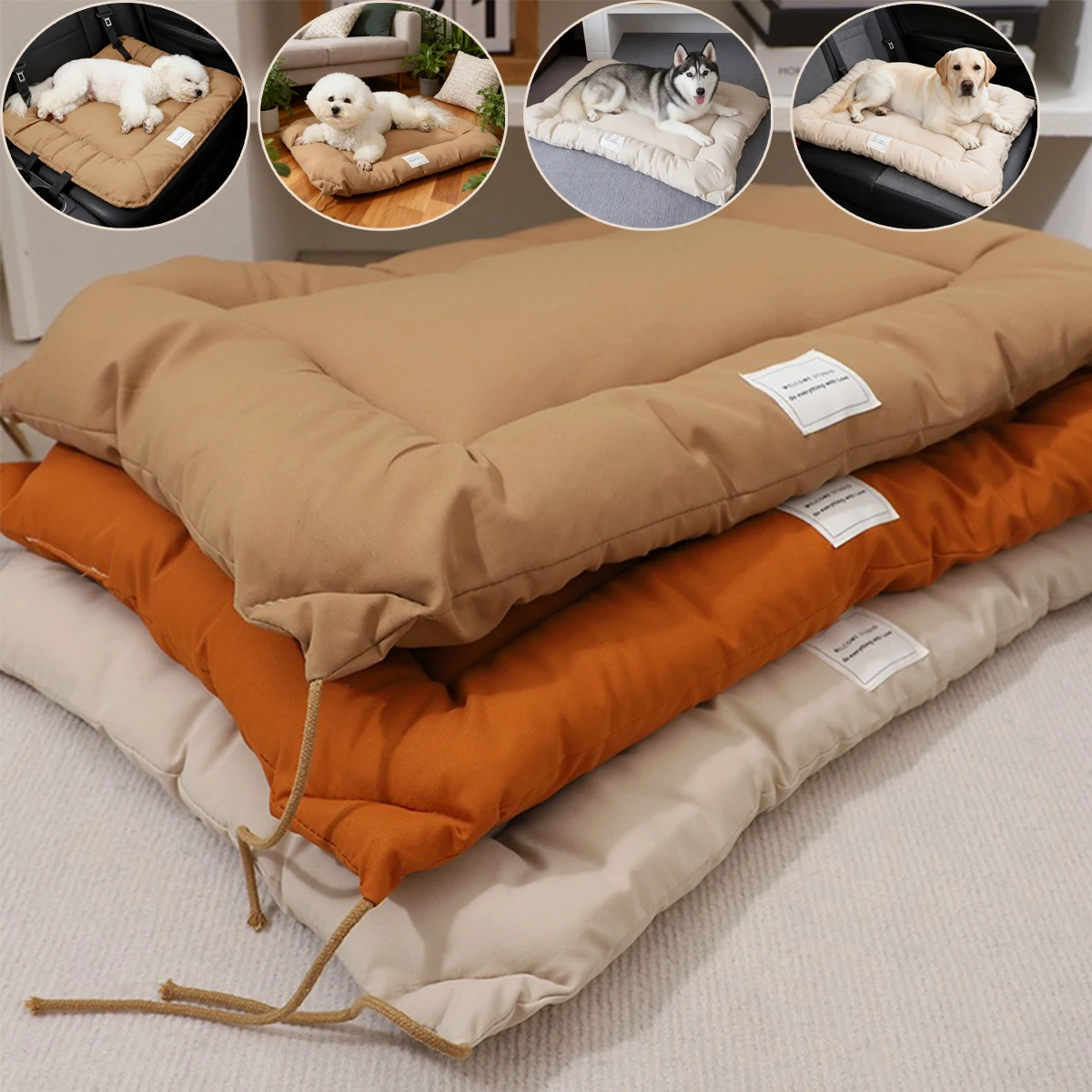 

1pc Washable Anti-Slip Kennel Pad-Soft Polyester Fiber for Small Medium & Large Dogs,Easy-Clean Design,Modern Pet Accessory