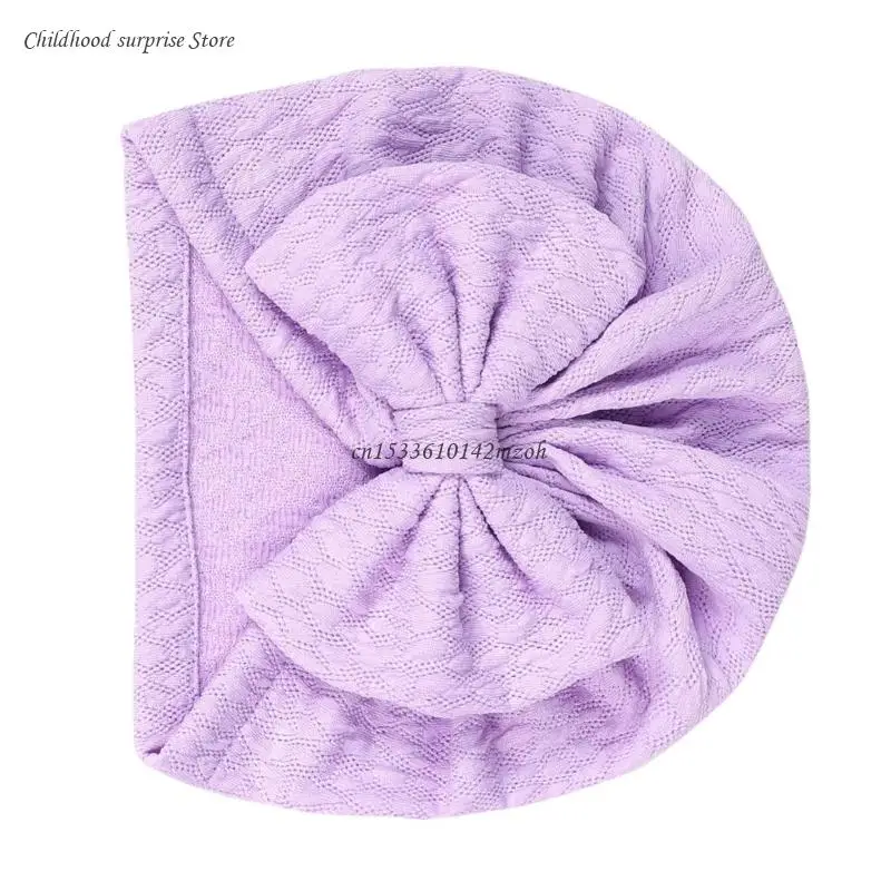 Joli bandeau Turban pour bébé, chapeau avec grand nœud décoratif, bonnet élastique, accessoires élégants pour nouveau-nés,