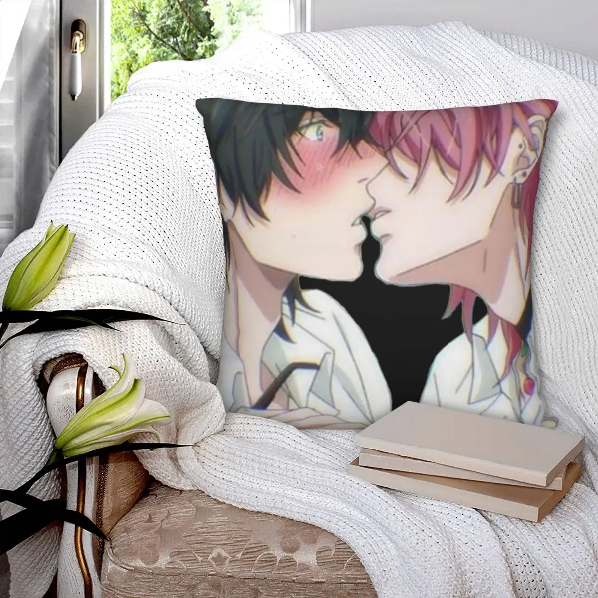 Kissing Yarichin B Club Square Pillowcase Polyester Linen Velvet Creative Decor Throw Pillow Case Sofa Cushion Cover Wholesale