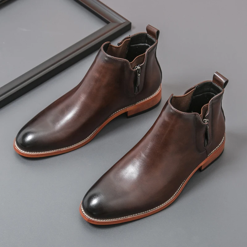 

Роскошные брендовые мужские ботинки Челси с боковой молнией, кожаные мужские дизайнерские ботинки с острым носком, модные повседневные деловые черные ковбойские сапоги