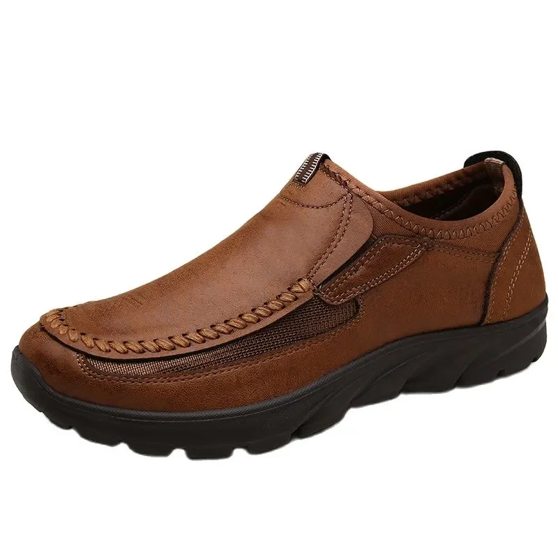 

Casual Sneakers New Fashion Handmade Retro Leisure Loafers Outdoor Walking Leather Men Shoes Mesh Breathable Boots