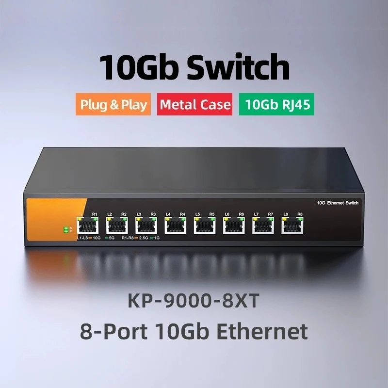 

KP-9000-8XT 8-Port 10Gbps Unmanaged Switch - Ultimate Speed and Reliability for High-Performance Networks