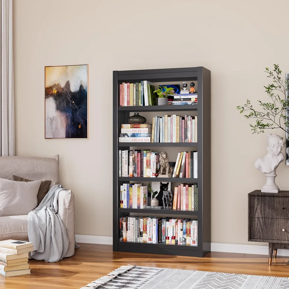 Book Shelf, 5-Tier Sturdy Bookcase, Adjustable Bookshelf, Large Capacity per Shelf, Modern Book Cases for Living Room