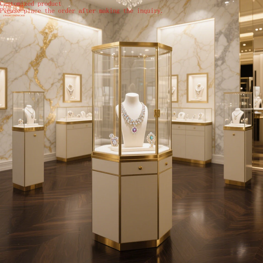 

Custom.Design Customization Large Glass Jewelry Display Case Including Storage Jewelry Display Counter and Showcase