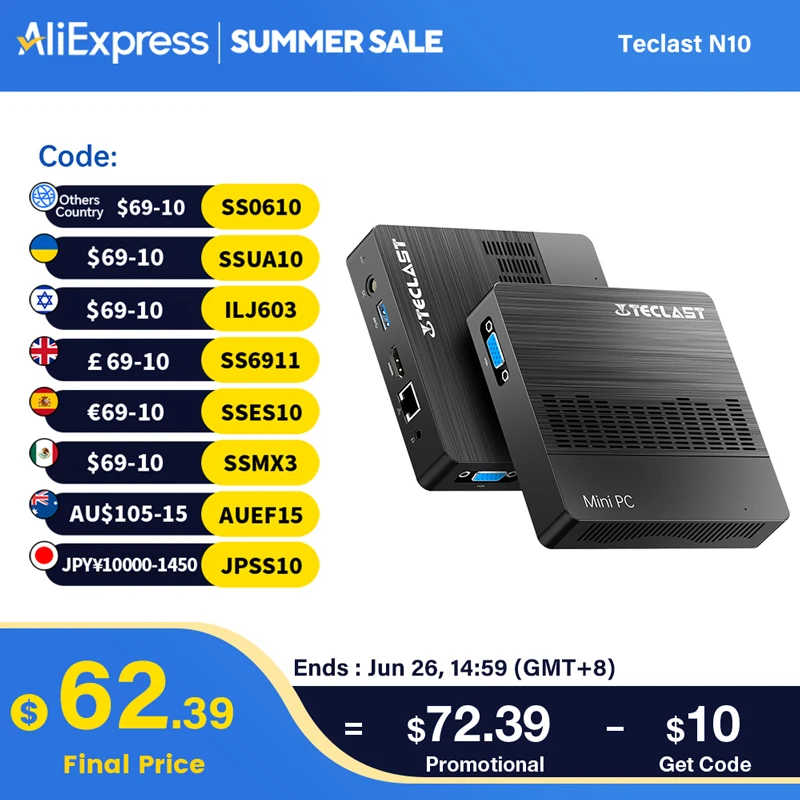 Мини-ПК Teclast N10 Intel N4000 Windows