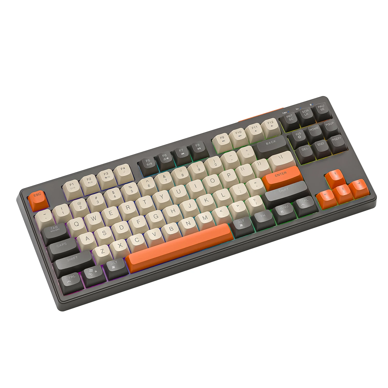 

M87 Bluetooth Wireless Keyboard, Dual Mode Connection, PBT Ball Cap, Rainbow Light, Suitable for Computers, Laptops, and Mac