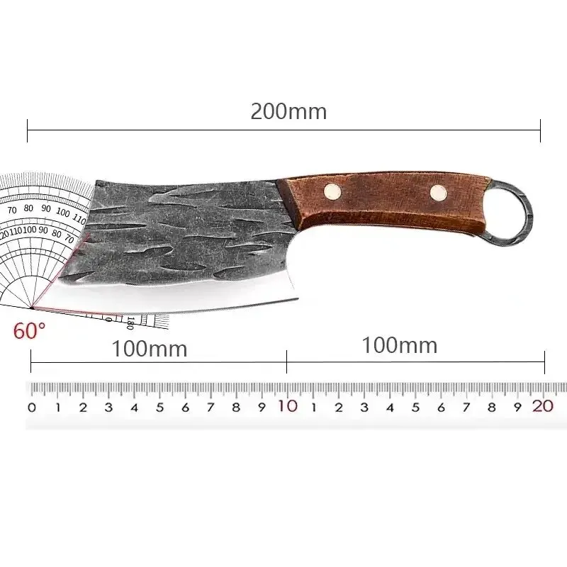 Mini Cleaver Knife Kitchen Knife with Wooden Handle Slicescutting Fish Maw Scale-Scraping Handle Boning Butcher Knife