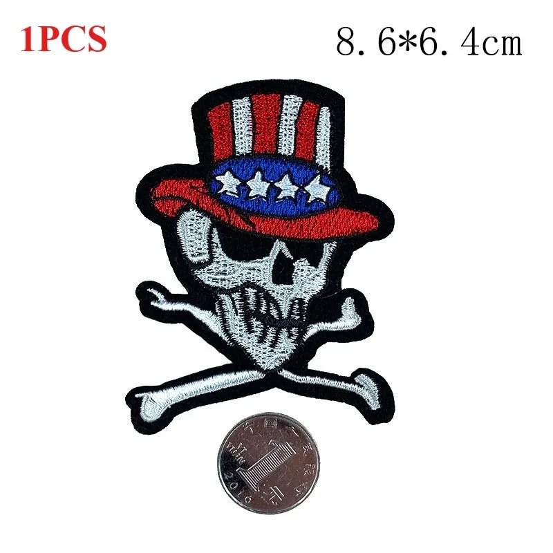 

Тканевая наклейка с черепом в стиле панк, изысканная костяная клейкая вышивка, персонализированная одежда, ювелирные изделия «сделай сам», оптовая продажа