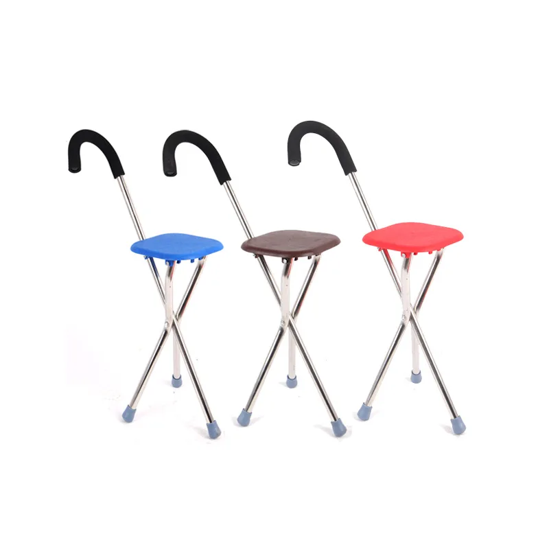 Step a Crutch to Help the Elderly, Multi-function cane Chair, Can Sit, Anti-skid Light Stick, Intelligent Crutch, Stool