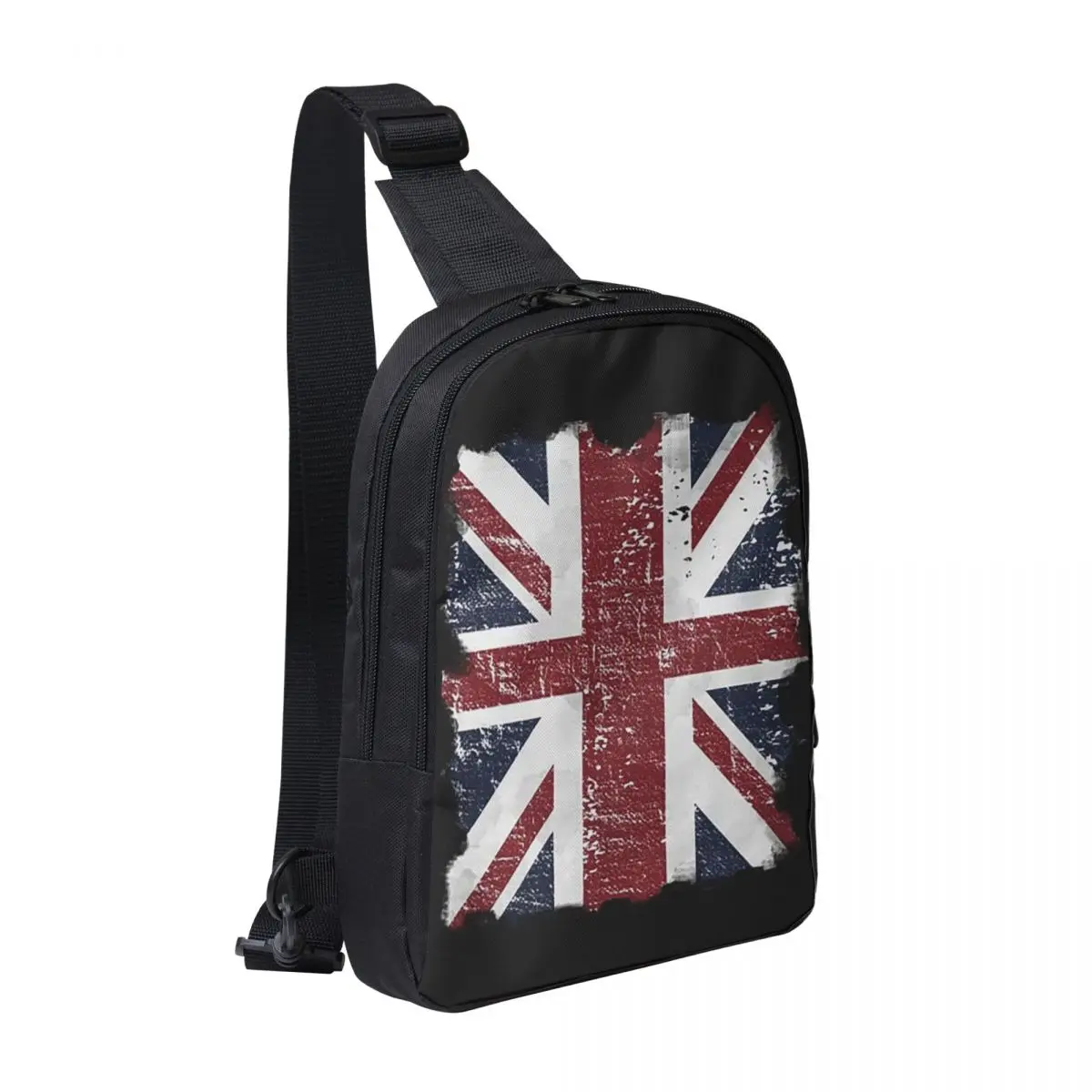 

Distressed British Flag Black Grey Union Jack Face Mask UK Chest Bag Men Sling Crossbody Backpack Chest Bag Daypack Shoulder Bag