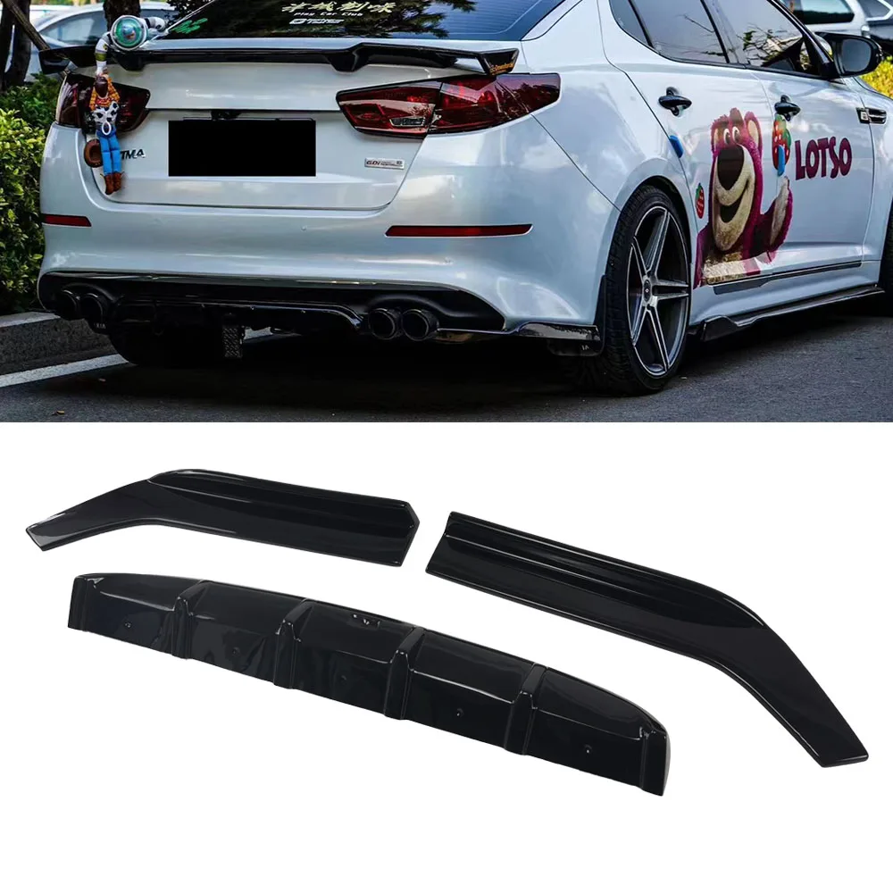 For KIA K5 2014-2015 Rear Bumper Diffuser Splitter Spoilers Protector Lip Car Body Kit Accessories ABS Material Carbon Pattern