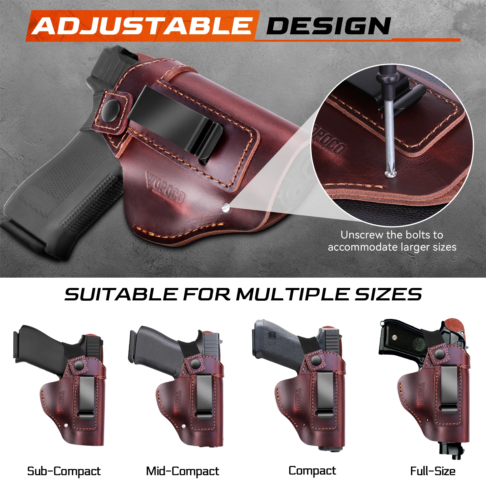 Funda de cuero para pistola IWB/OWB para hombres y mujeres, funda de transporte oculta Universal compatible con pistolas Glock Springfield de 9mm y de tamaño más