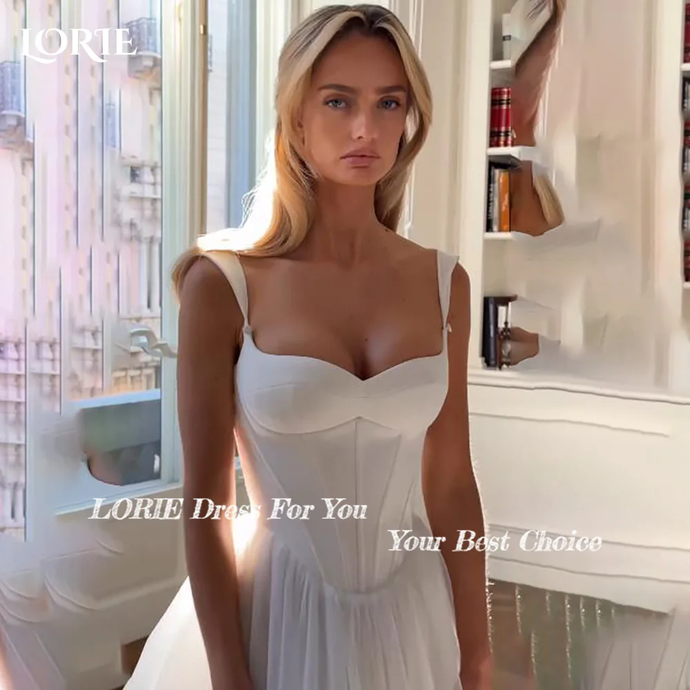 LORIE Lace Beach Wedding Dresses Strapless A-Line Satin Bride Gown Illusion Princess Bridal Dress vestidos de novia Customized