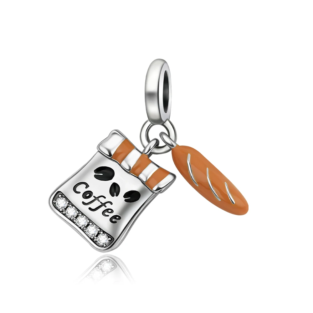 

Ahthen 925 Sterling Silver Hot Sale Beads Coffee Bean Bread Charm fit Snake Chain Bracelets Necklaces for Women Jewelry Making