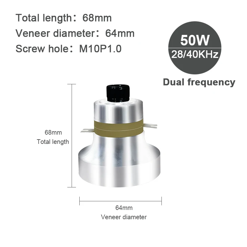 28/40KHz 50W Dual Frequency Piezo Ultrasonic Transducer Ultrasound Vibrator Oscillator Converter For Cleaner Tank Generator