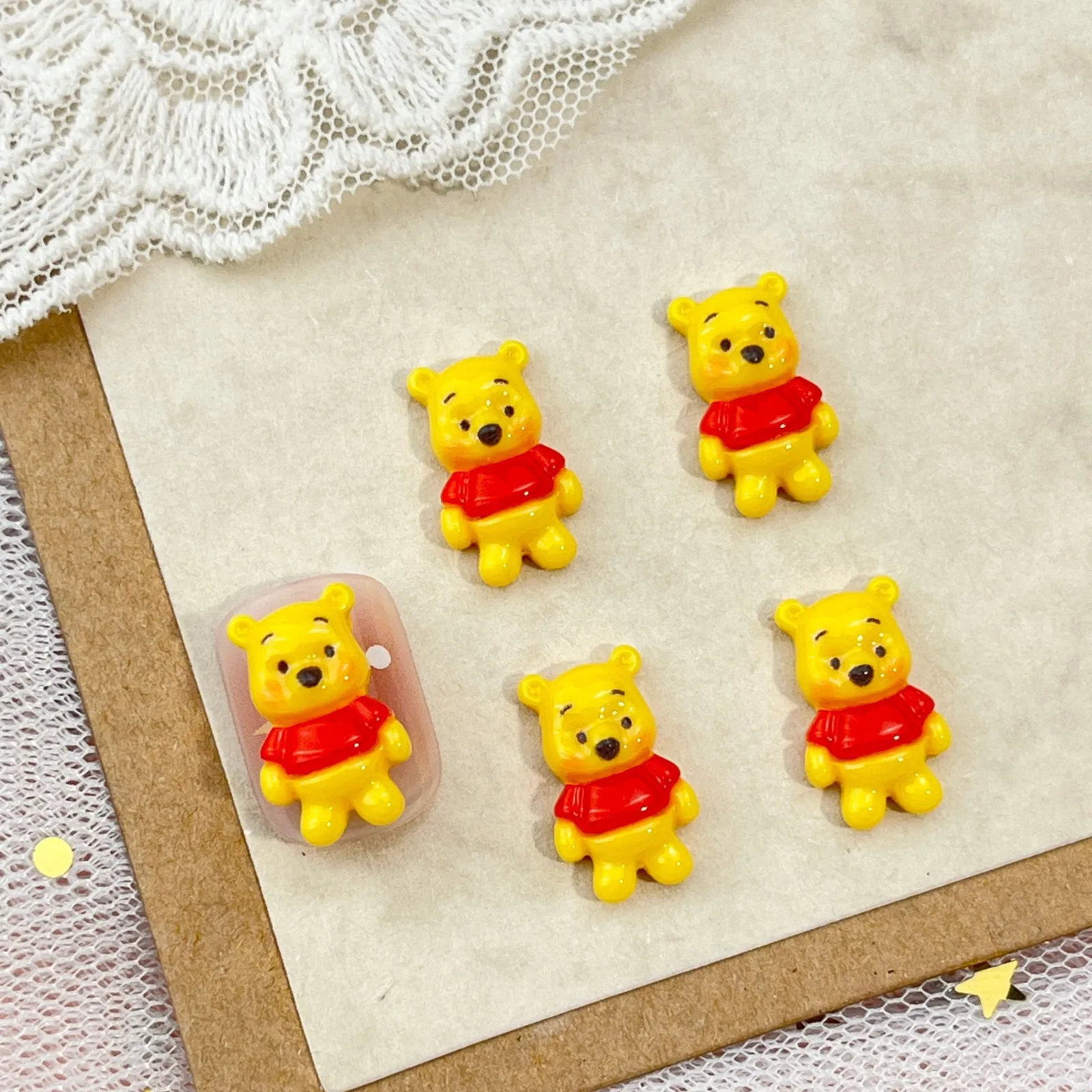 لإكسسوارات فن الأظافر الكرتونية Bearwinnie - مشابك شعر لطيفة على شكل نحلة وزهرة مصنوعة من الراتنج - إكسسوارات أظافر يمكن ارتداؤها بنفسك #5