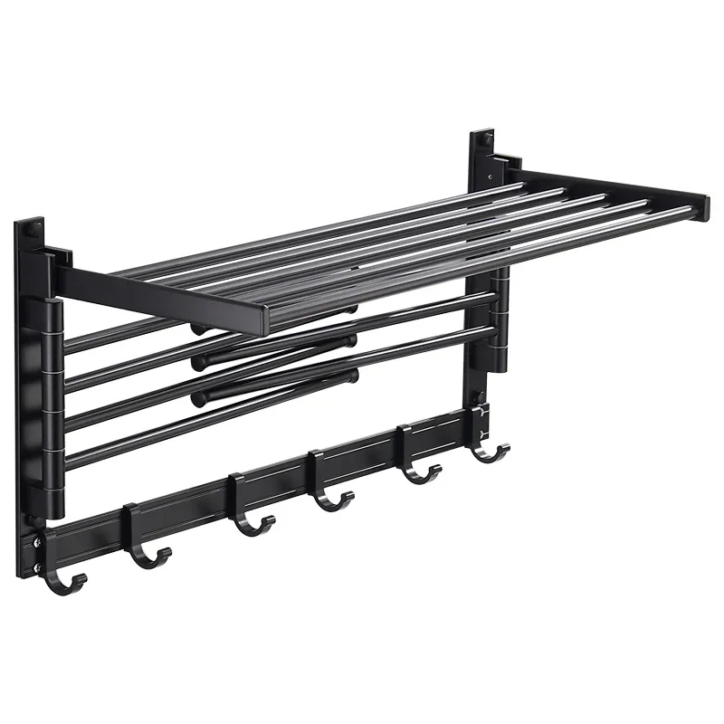 Bath towel rack, wall mounted, bathroom movable towel rod, no punching, bathroom storage rack combination set