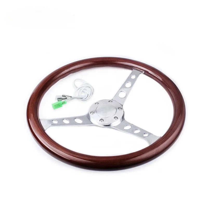 Car Modification Accessories 15 Inch 380MM 6-hole Solid Wood Peach Wood Vintage Universal Steering Wheel