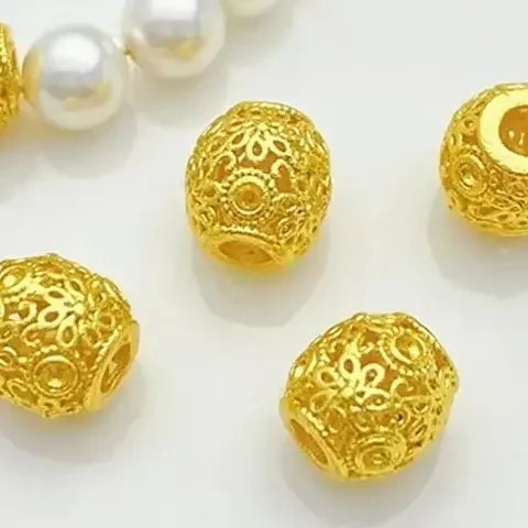 الرمال الذهب نمط جوفاء من خلال ثقب الخرز فضفاض الخرز اليدوية سوار ذاتي الصنع قلادة مجوهرات المواد الملحقات #1