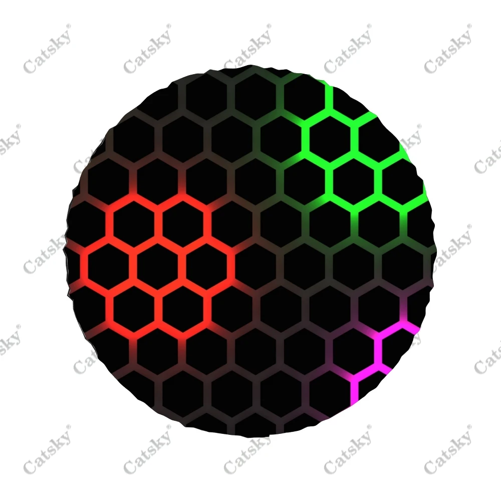 Rainbow Hexagon Car Spare Tire Cover Waterproof Protect for Truck SUV Trailer Auto Accessories Camping Decoration 14-17inch