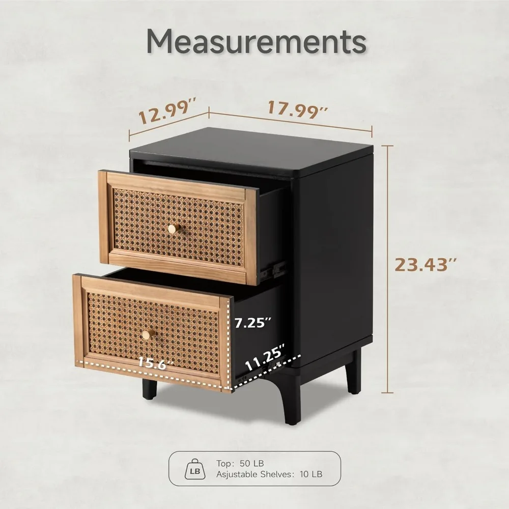 Comodino moderno completamente assemblato e foderato pulito, tavolino con 1 cassetto, nero