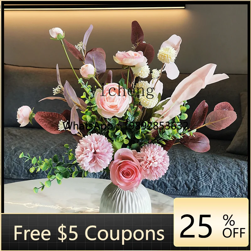 

AA light luxury ceramic vase ornament living room simulation flower dining table TV cabinet entrance home decoration