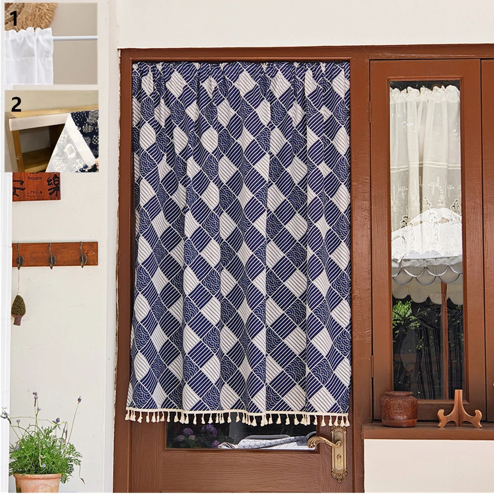 Rod Pocket or Strong Self Adhesive Short Curtains, Cotton Linen Curtain Dust Cover Cloth, Hook and Loop Fasteners Half Curtain