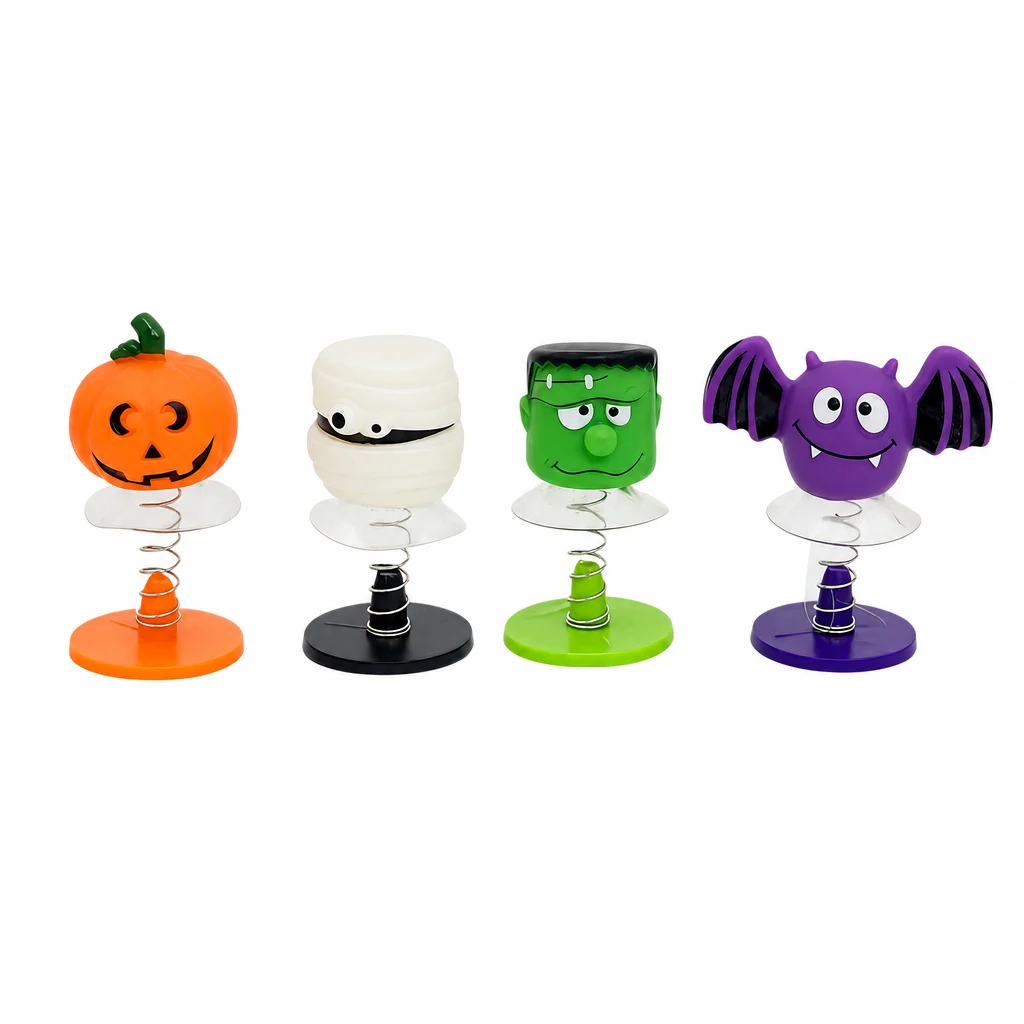 Halloween Kids Novelty Toys Suction Cup Bouncy Stuffed Animal Pumpkin Spring Jumpy Monster Plush Figurine
