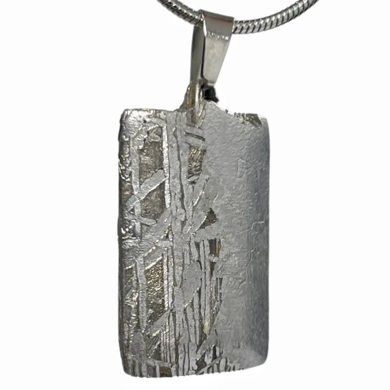 Natural Muonionalusta Iron Meteorite Pendant Precision Cut Etched Meteorite Necklace Cosmic Stone Collectible Jewelry Gift LK604