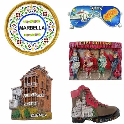 Sicily Pupi Camino de Santiago Cuenca Ibiza Marbella Spain Fridge Magnets Travel 3D Memorial Magnetic Refrigerator Stickers Gift