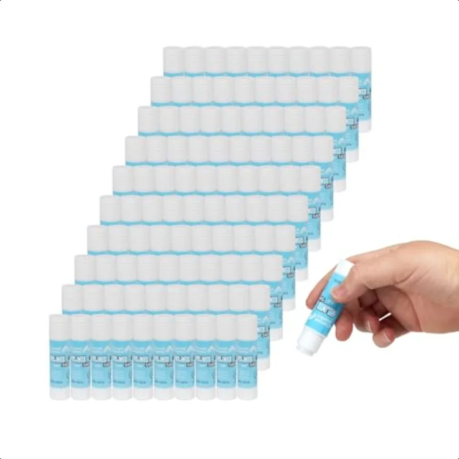 

Blue Summit Glue Sticks Bulk Classroom Small Size 0.28oz Gluesticks Bulk for Classroom and Clear and Washable 100 Total