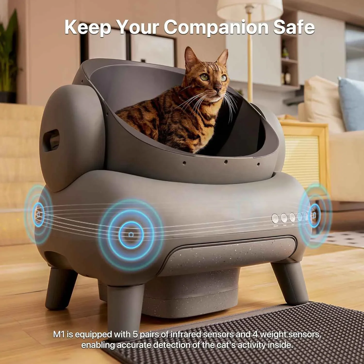 USMILEPET Best Seller  Open-Top Self Cleaning Smart Cat Lit-ter Box with APP Control Large Intelligent Cat Toilet